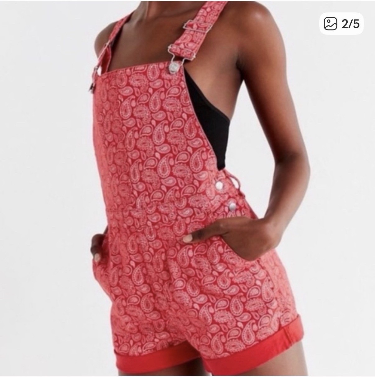 BDG Urban Outfitters Red Paisley Shortalls. Overalls Romper Western Cowgirl XS