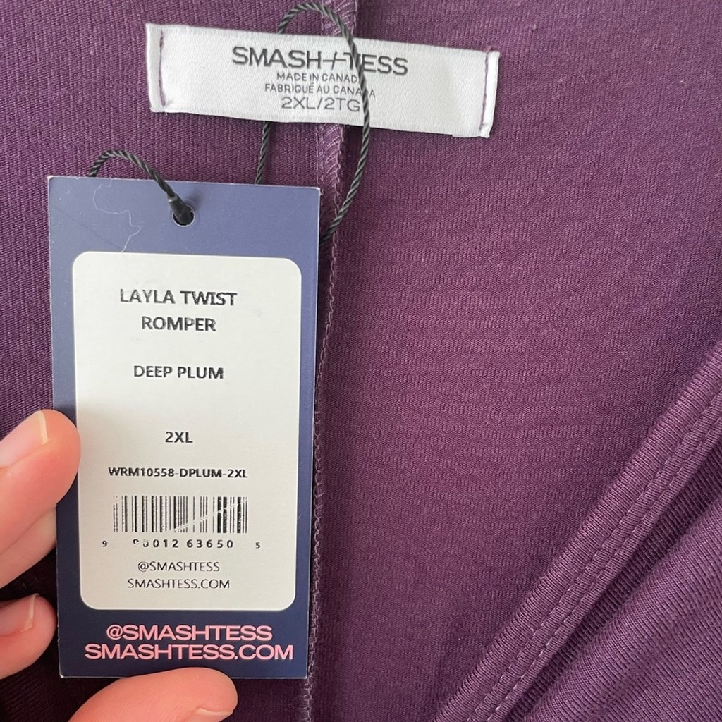 Smash + Tess Plum V-Neck Layla Twist Front Tie Romper size XXL NWT