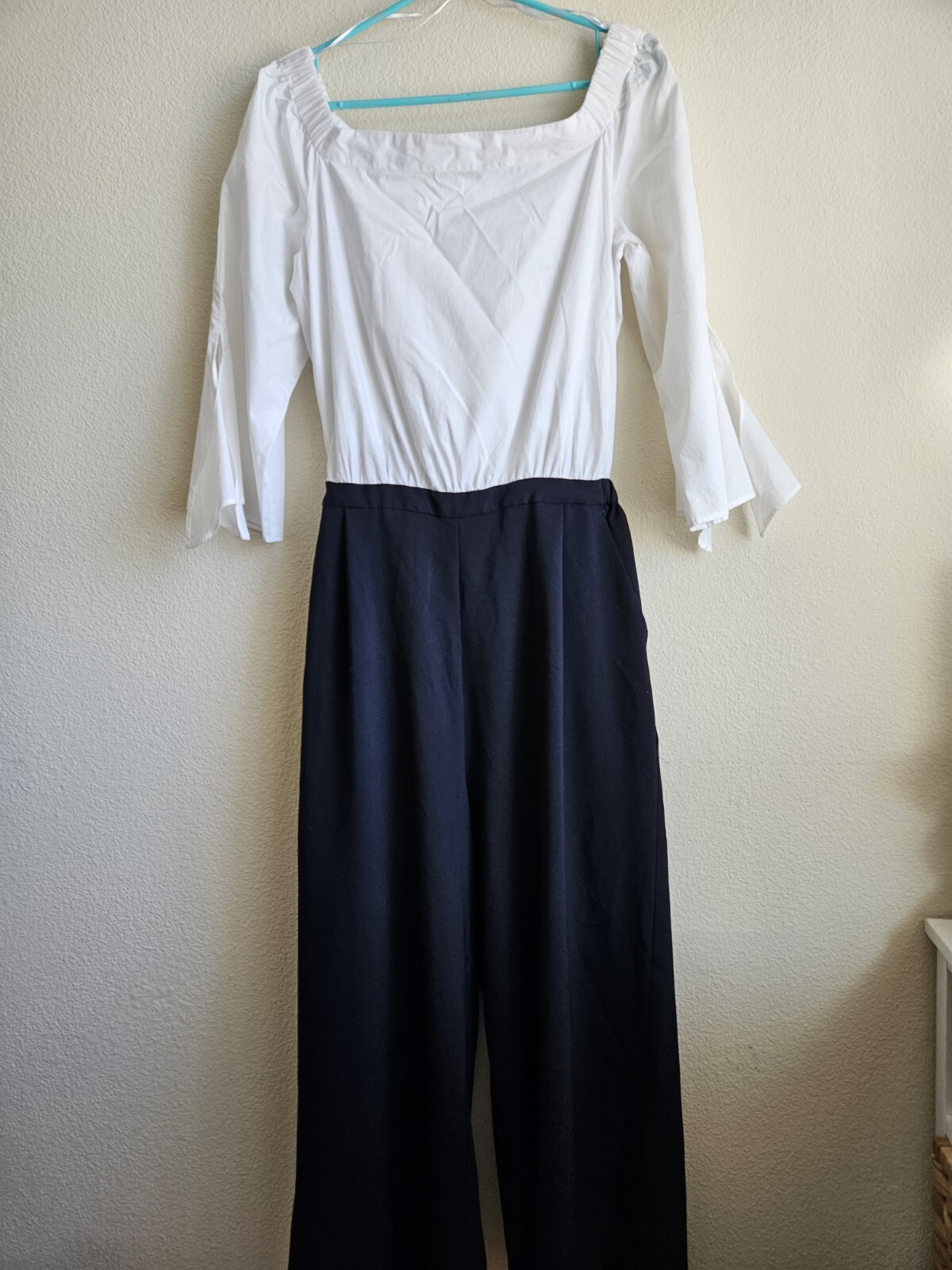 ZARA WOMAN BLACK Whte iCUT-OUT Wide Legs JUMPSUIT BLAZER| Size M