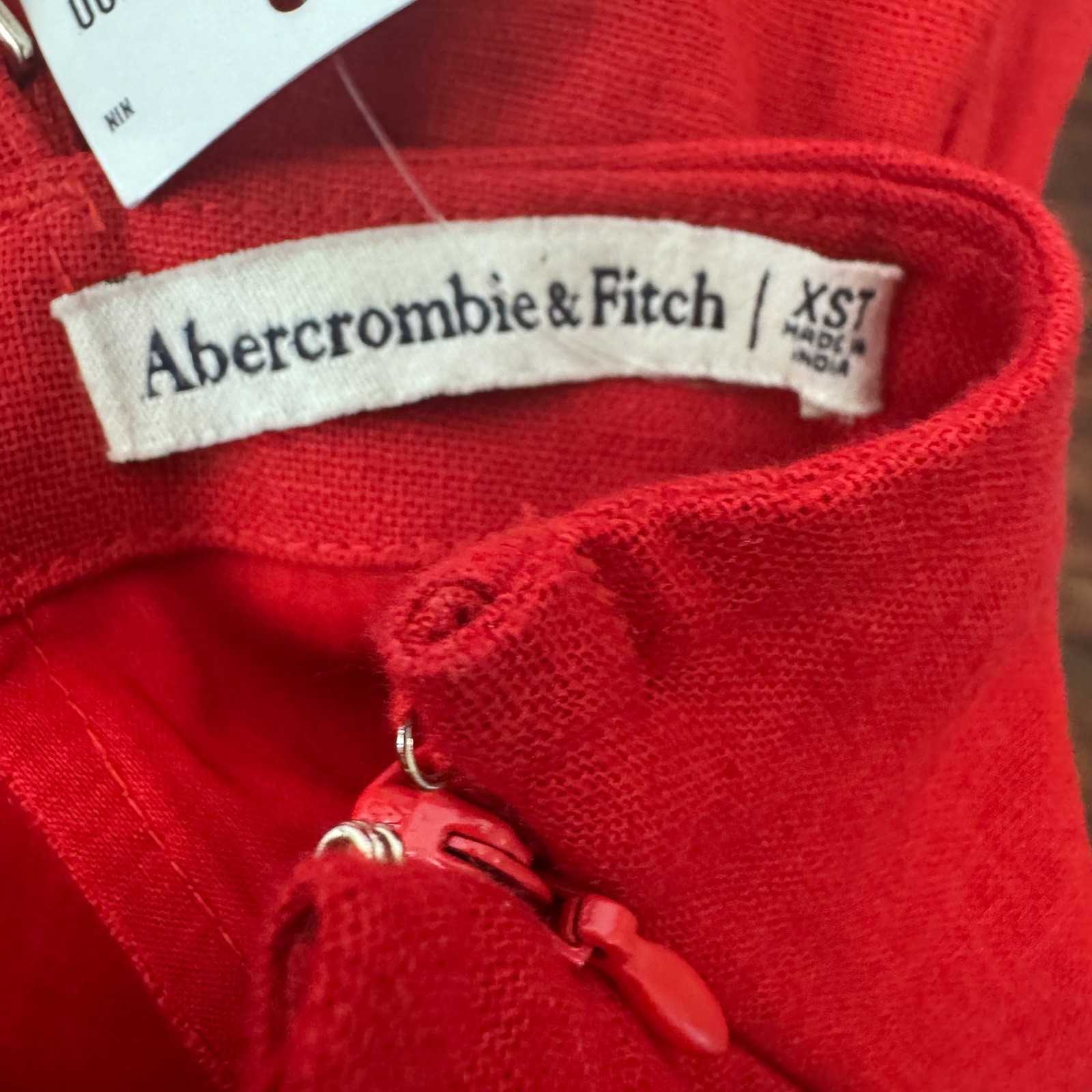 Abercrombie & Fitch Red Linen Blend Apron Neck Romper XST Tall NWT