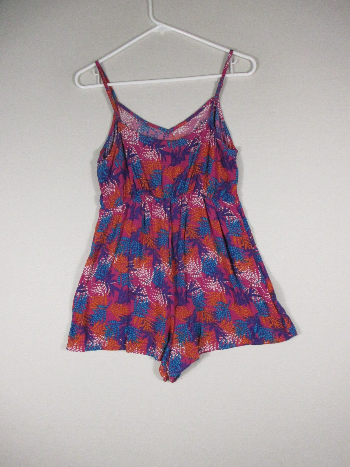 Primark Womens V-Neck Floral Short Romper Sleeveless Wide Leg Size 2 Red/Blue