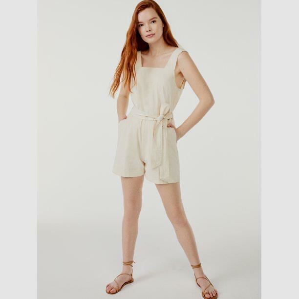 Free Assembly Women’s Strappy Romper, Natural, XL