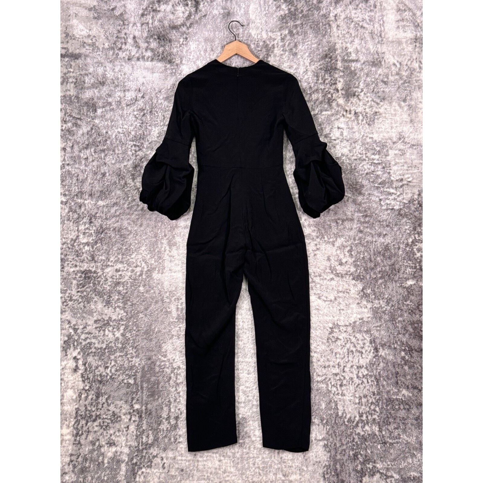 Alexis Jumpsuit XS Womens Black Maximila Ruched Puff Sleeve