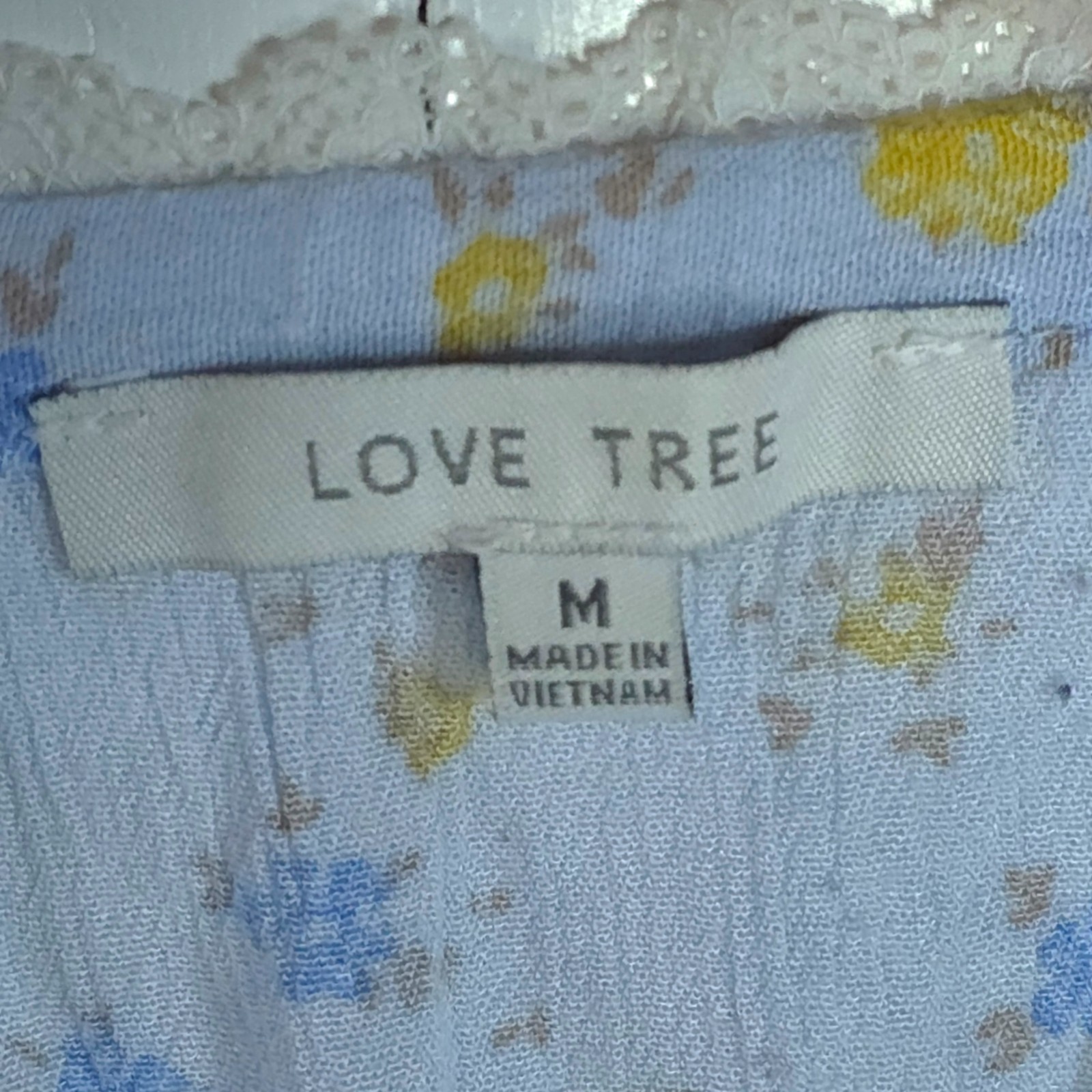 Love Tree Ditsy Floral Light Blue Off-the-Shoulder Mini Romper M