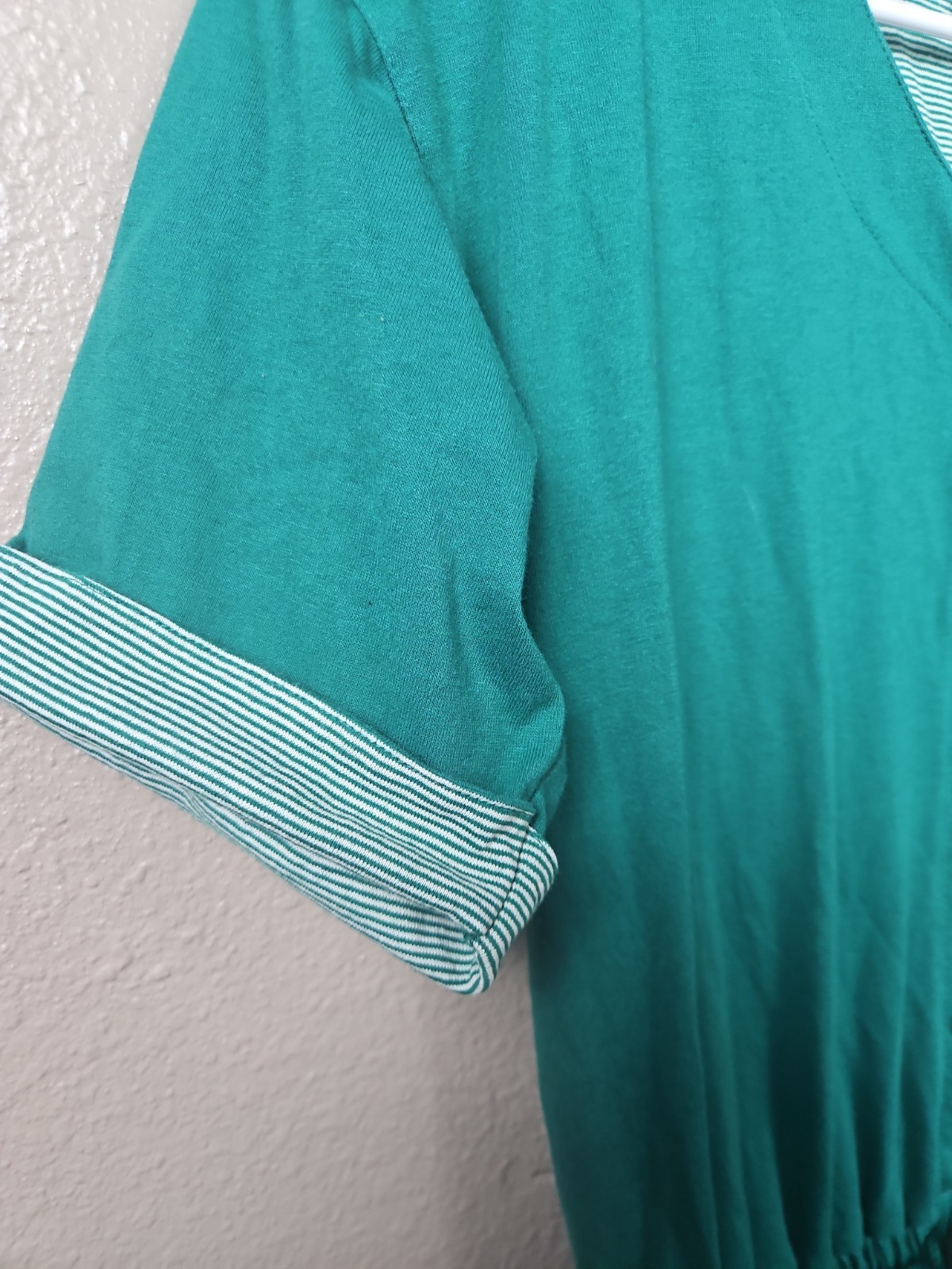 Vintage 80s Separate Issues Elastic Waist Green Romper S Short Sleeve 1pc Retro