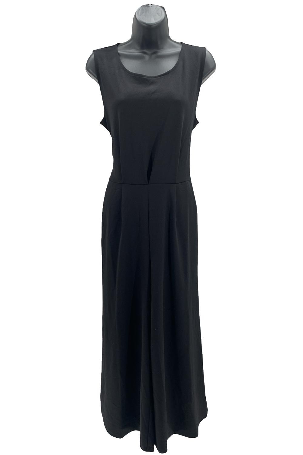 Du Jour Cropped Wide Leg Knit Jumpsuit with Tie Waist Black