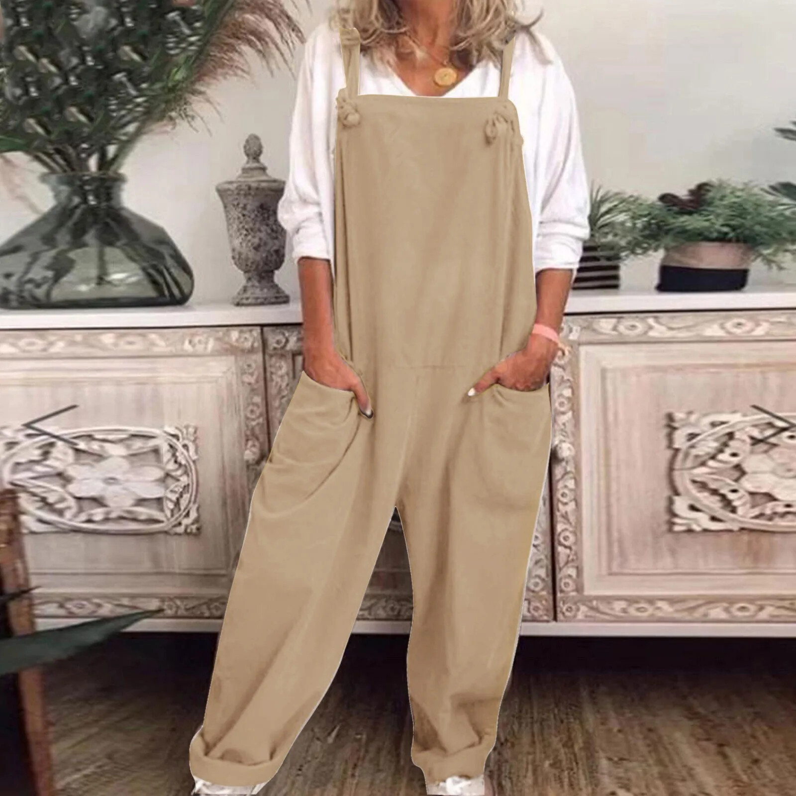 jumpsuit women Versatile Plus Size Overalls Casual Loose Dungarees Romper Baggy