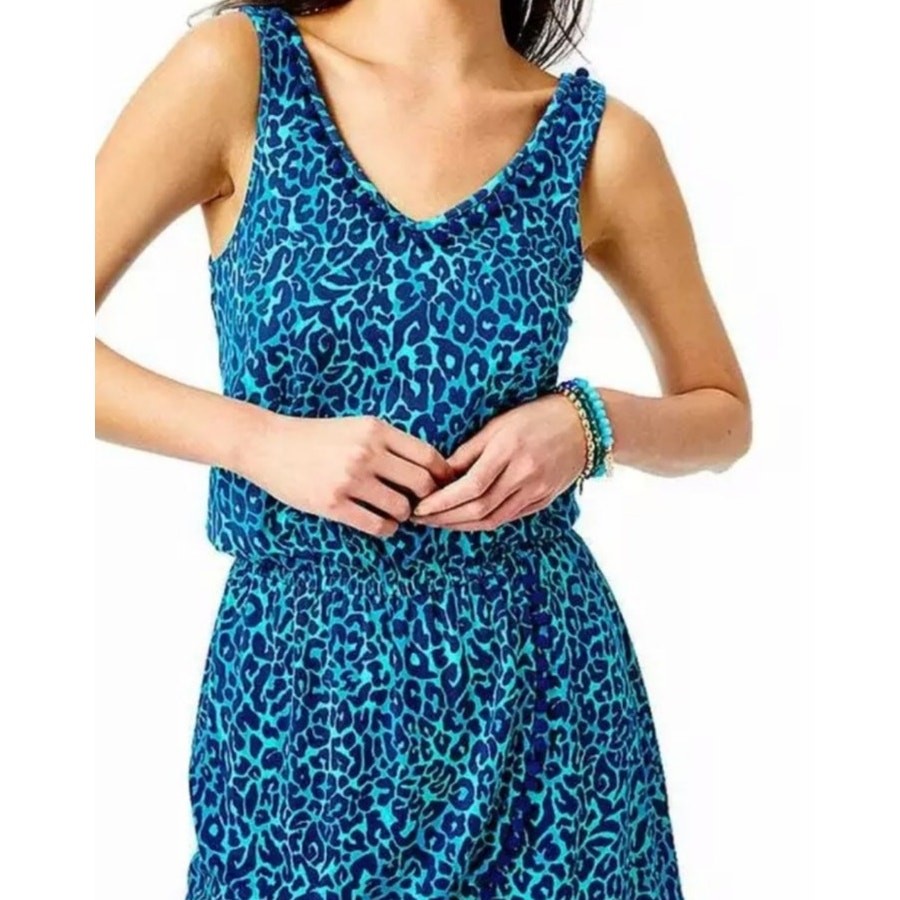Lilly Pulitzer SZ Med GIGI Oyster Bay Navy Skort Jumpsuit / Romper Shorts EUC