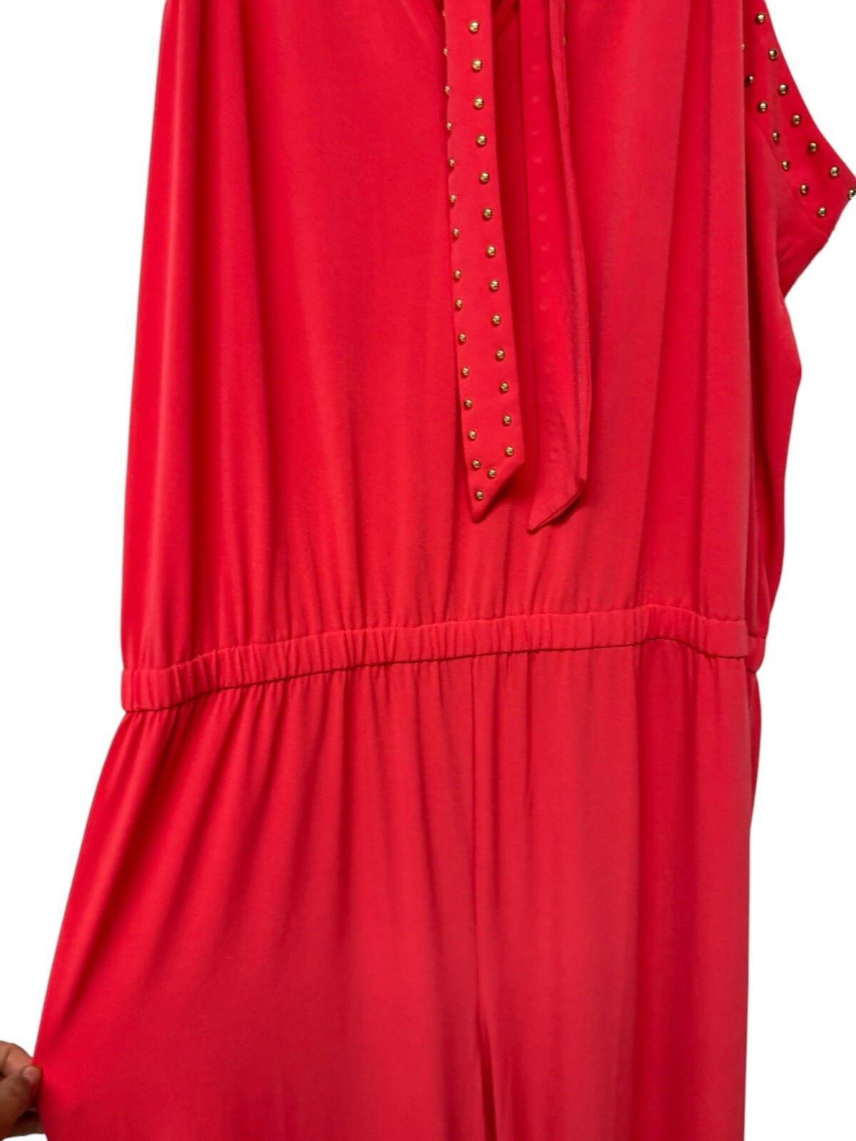MICHAEL Michael Kors Women’s Sleeveless Beaded sangria Jumpsuit orange Size 3X