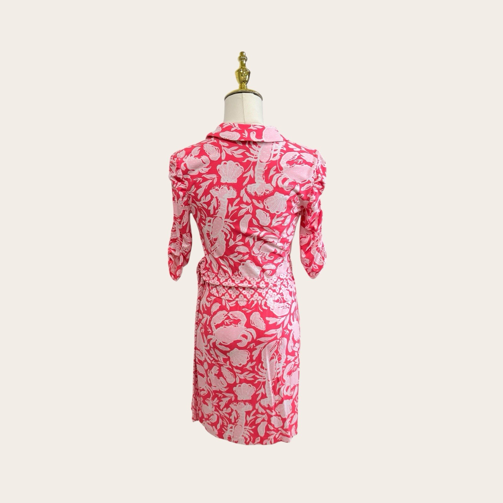 Lilly Pulitzer Extra Small Ibby Skirted Belted Wrap Romper Cane Coral Crab NWT