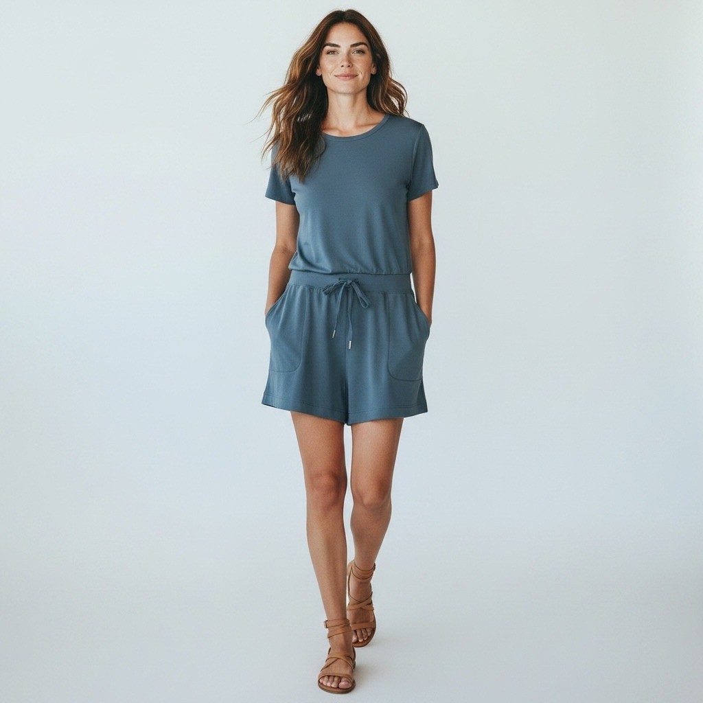 Spanx AirLuxe Romper Women’s Large Teal AirLuxe Modern Elegant Chic Travel