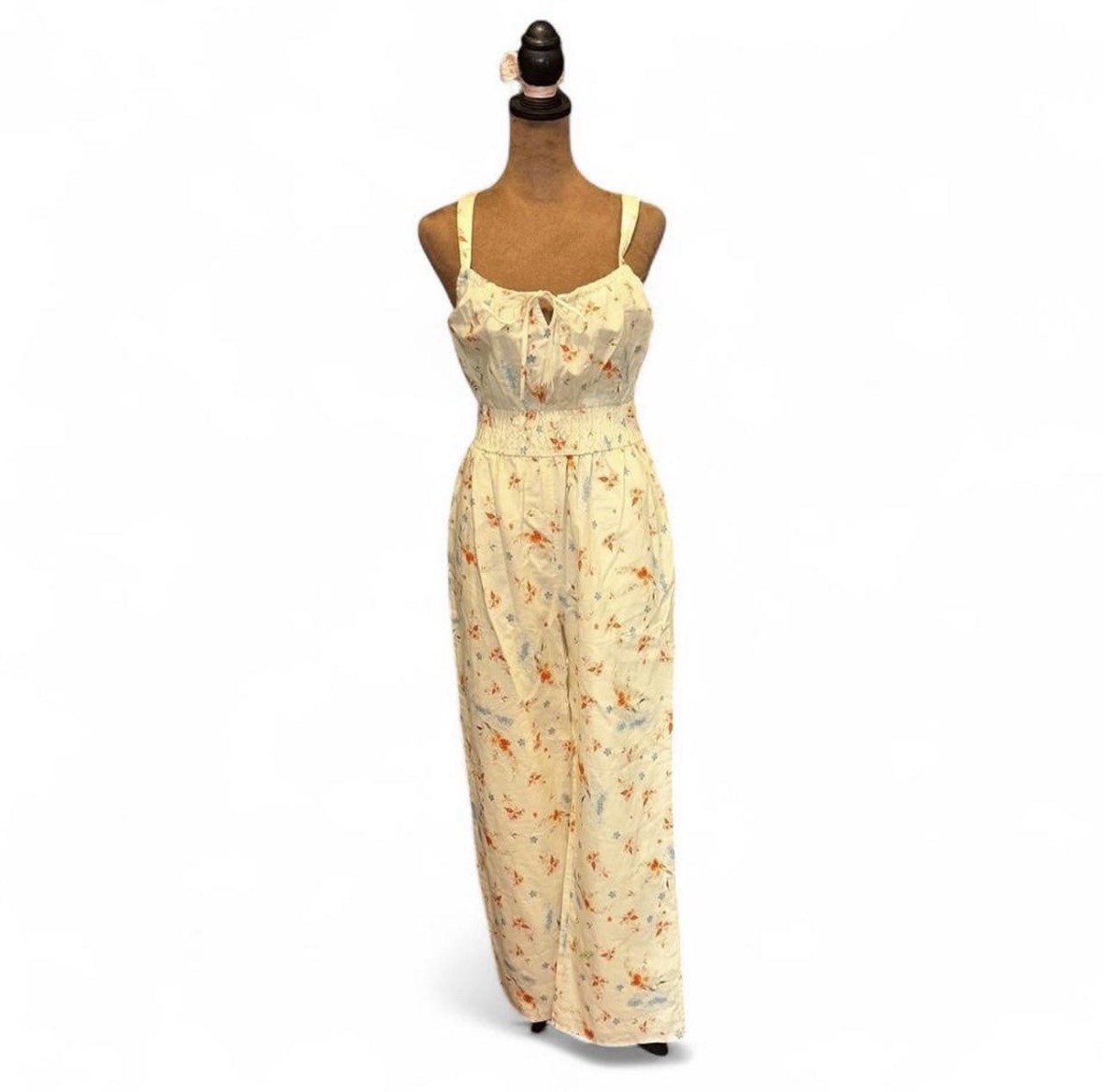 NWT Nordstrom Paige Jumpsuit Size S Butter Yellow Floral Wide Leg