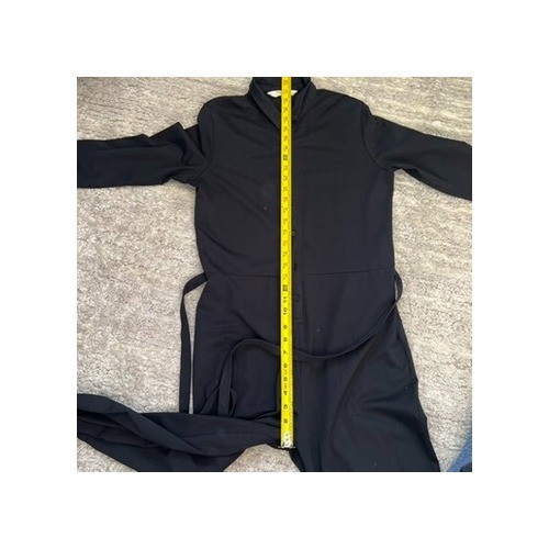 People Tree Organic Cotton Black Belted Button Front Jumpsuit Womens 10