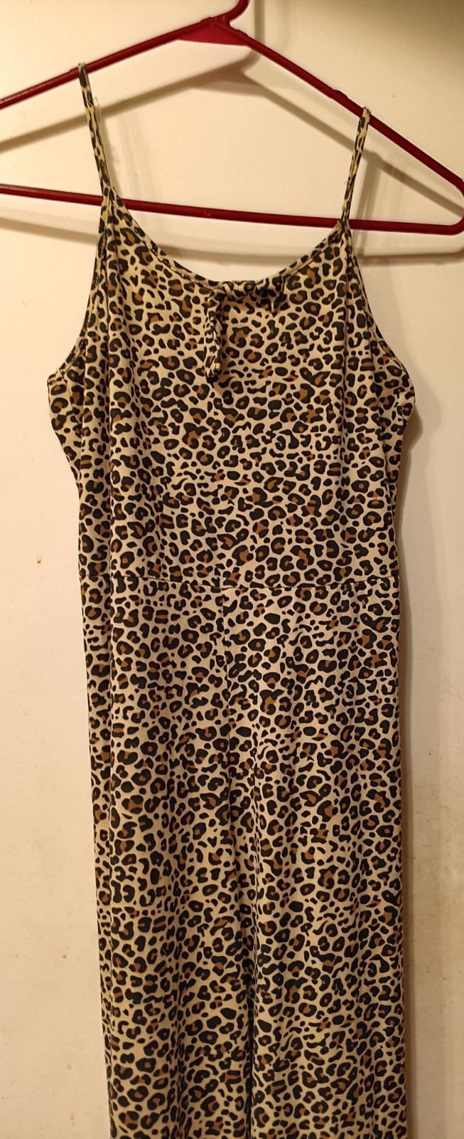Juniors Leopard Print Knit Strappy Sleeveless Scoop Neck Jumpsuit One Size