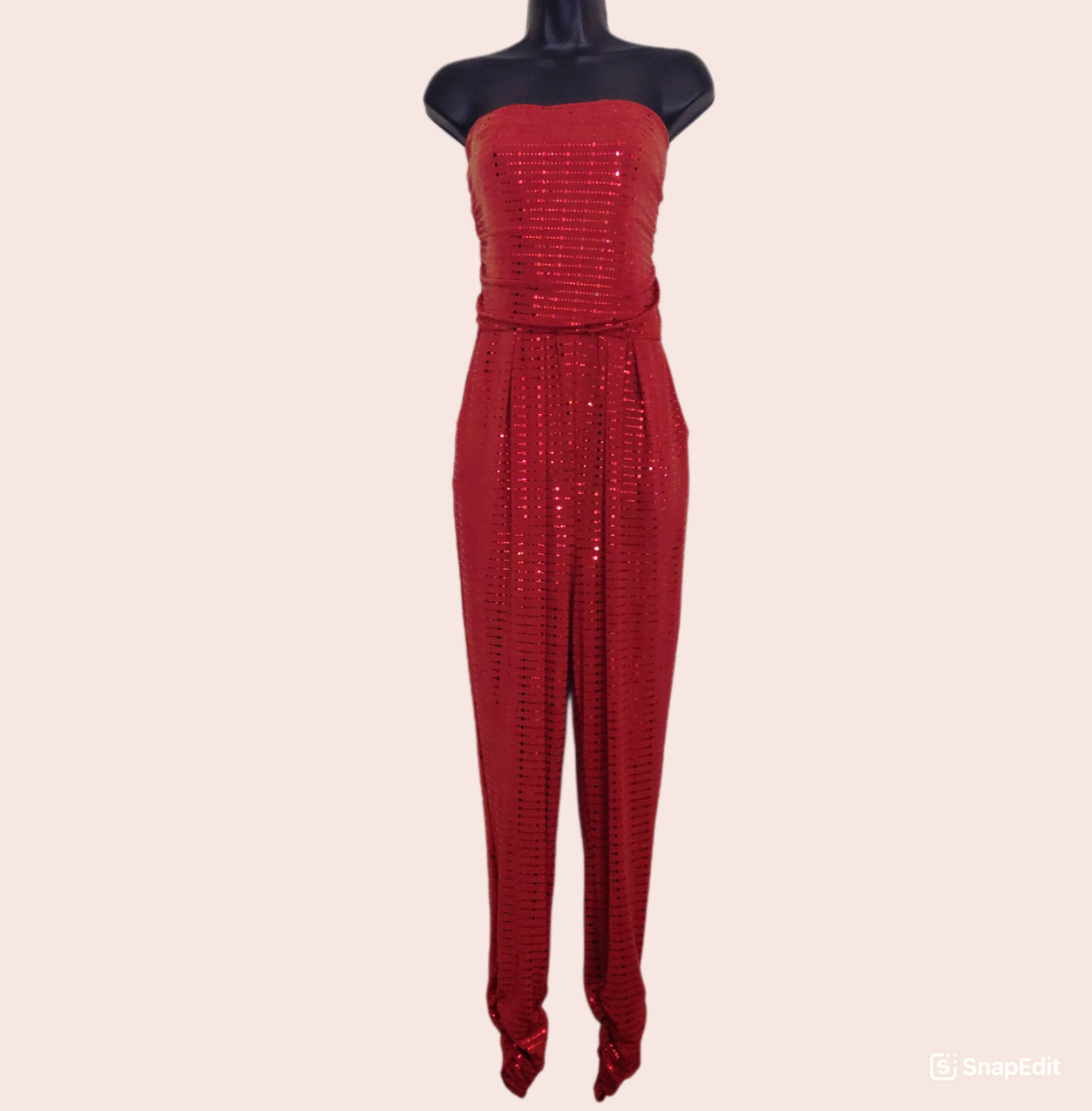 Sequin Strapless Glam Jumpsuit L Showgirl Stagewear Drag Performance Cabaret