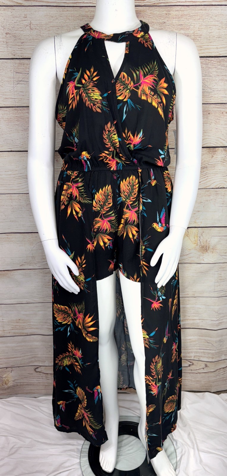 NEW! No Boundaries Women’s 2XL (19) Hummingbird High Neck Walk Thru Dress Romper