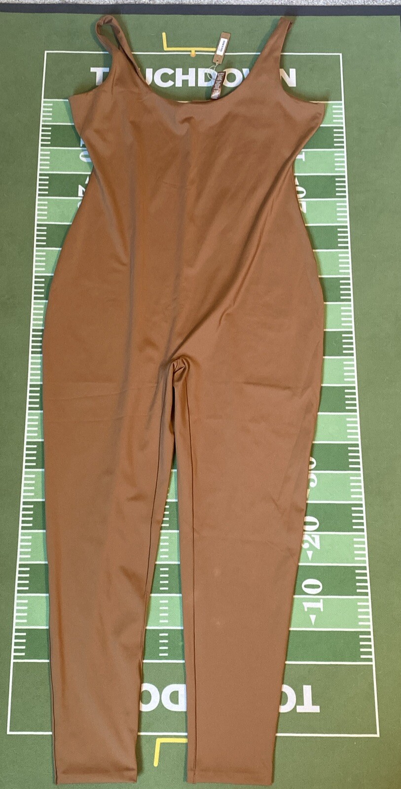 NWT 100$ SKIMS All-In-1 Square Neck Tank Jumpsuit Bodysuit Bodycon Caramel Sz 3X