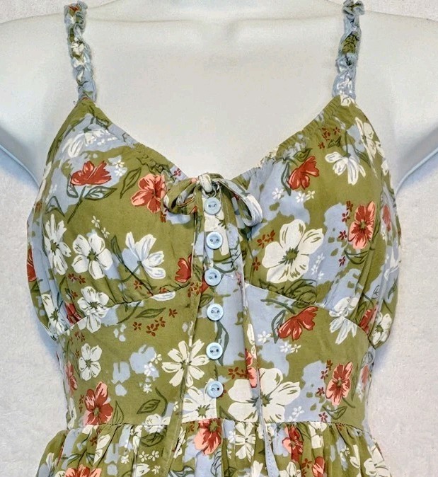 Floral Romper Shorts Sz S Smocked Back Babydoll Y2K Sleeveless Sexy Flirty