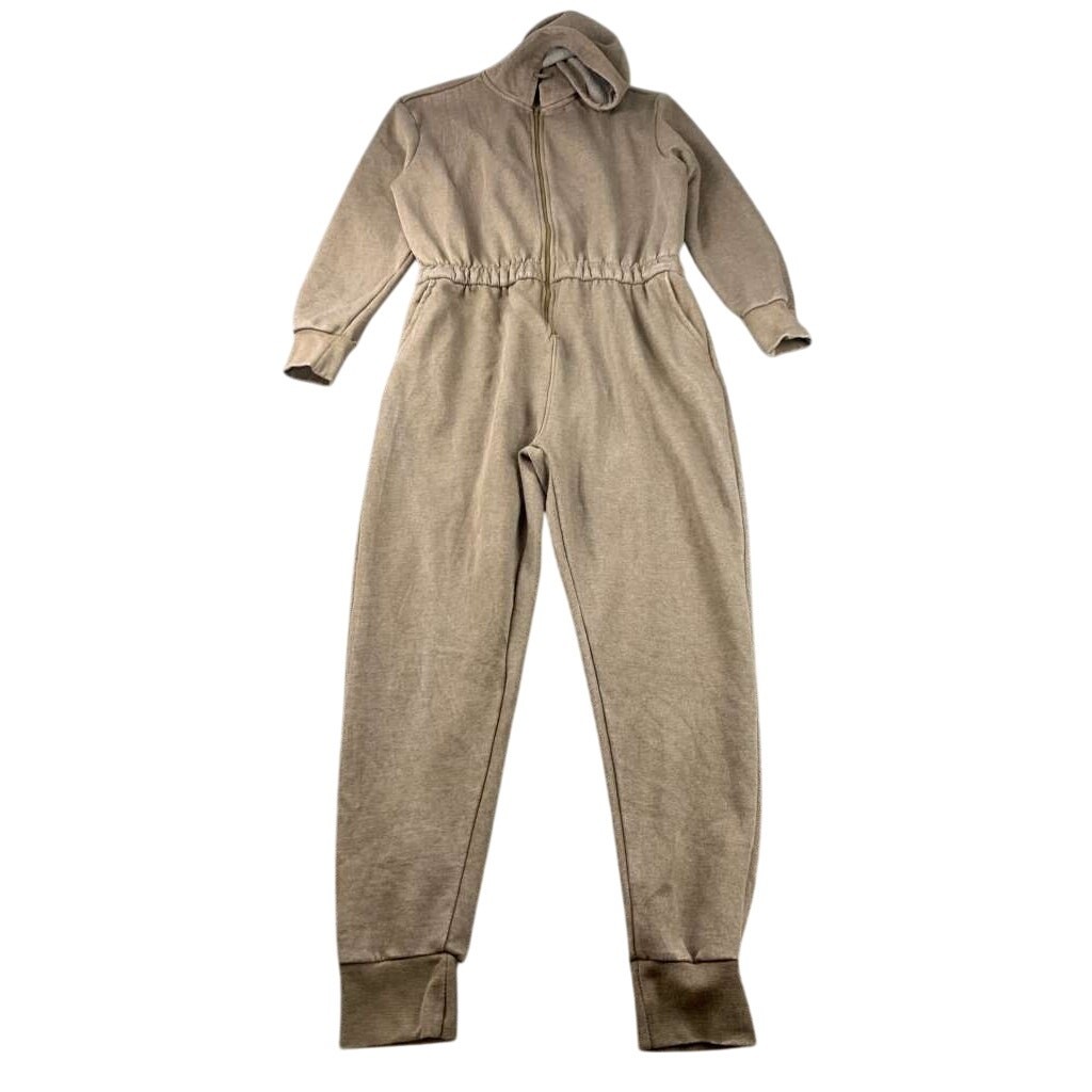 WeWoreWhat Leisure Jumpsuit Women XL Brown Hood Zip Up Elastic Jogger Cuffs