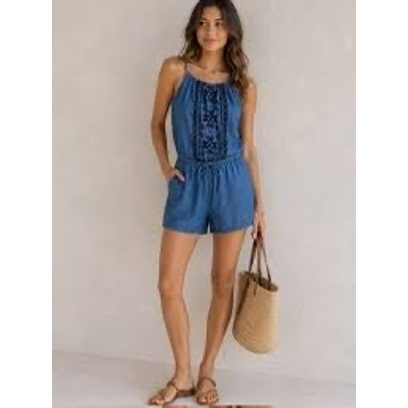 NEW Old Navy Jean Romper Women’s Size XL Tall 100% Cotton Boho Chic Cottagecore