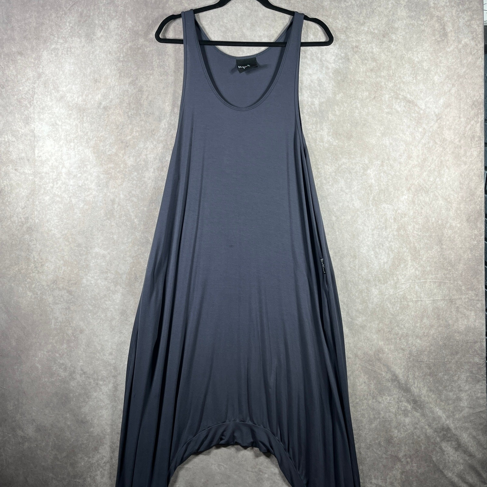 Momper Romper Womens Small Slate Blue Sleeveless Harem Style Pockets Stretch
