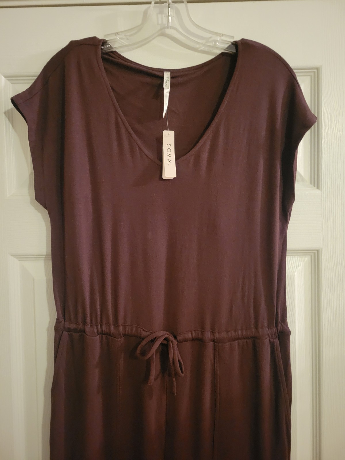 Soma Wide Leg V Neckline Jumpsuit BROWN NWT $89.50 M