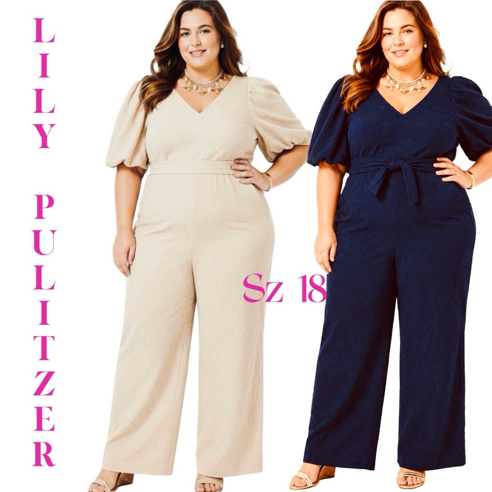 Lilly Pulitzer KIRRABELLE JUMPSUIT, TRUE NAVY PINEAPPLE PUCKER JACQUARD SZ18