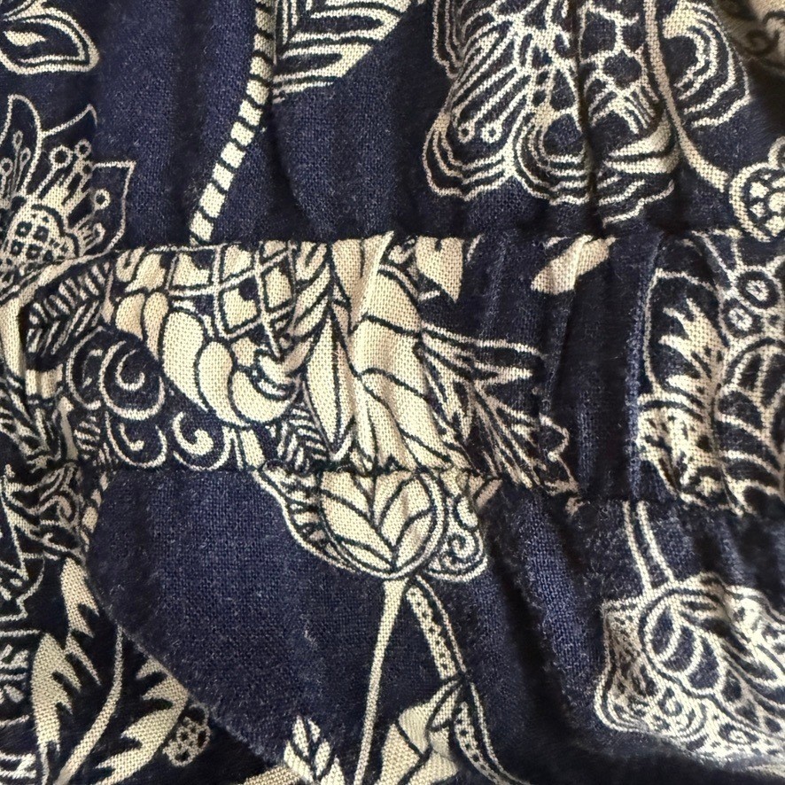 Navy Blue Floral Wide Leg Jumpsuit Medium Spaghetti Strap Elastic Boho Fairy Y2k