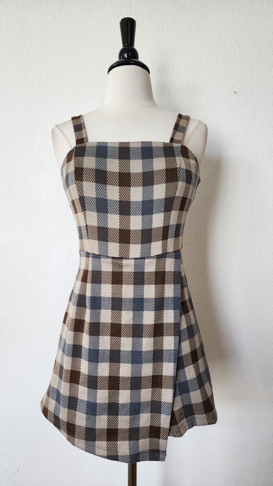 New Romper Size Small XS Plaid Brown Blue Skort School Street