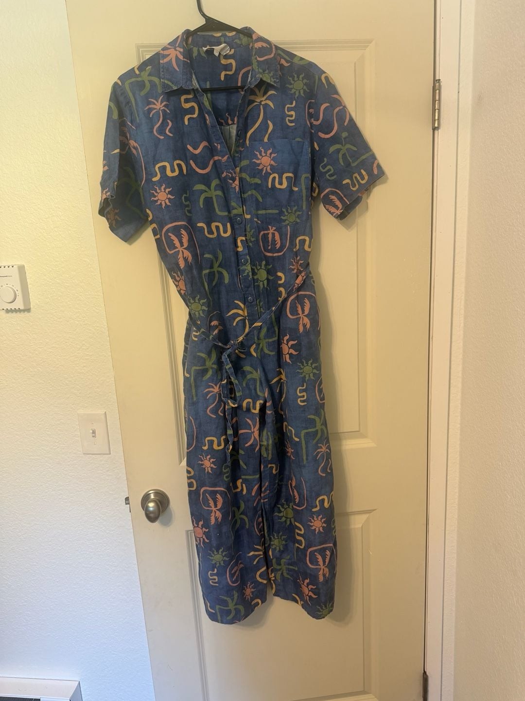 Corey Lynn Calter Tropical Print Short Sleeve Tie-Waist Jumpsuit