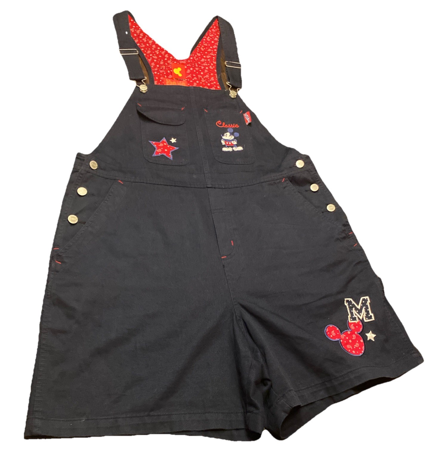 Vtg Mickey Unlimited Disney Shortalls 14W 16W Plus Mickey Mouse Embroidered 90s