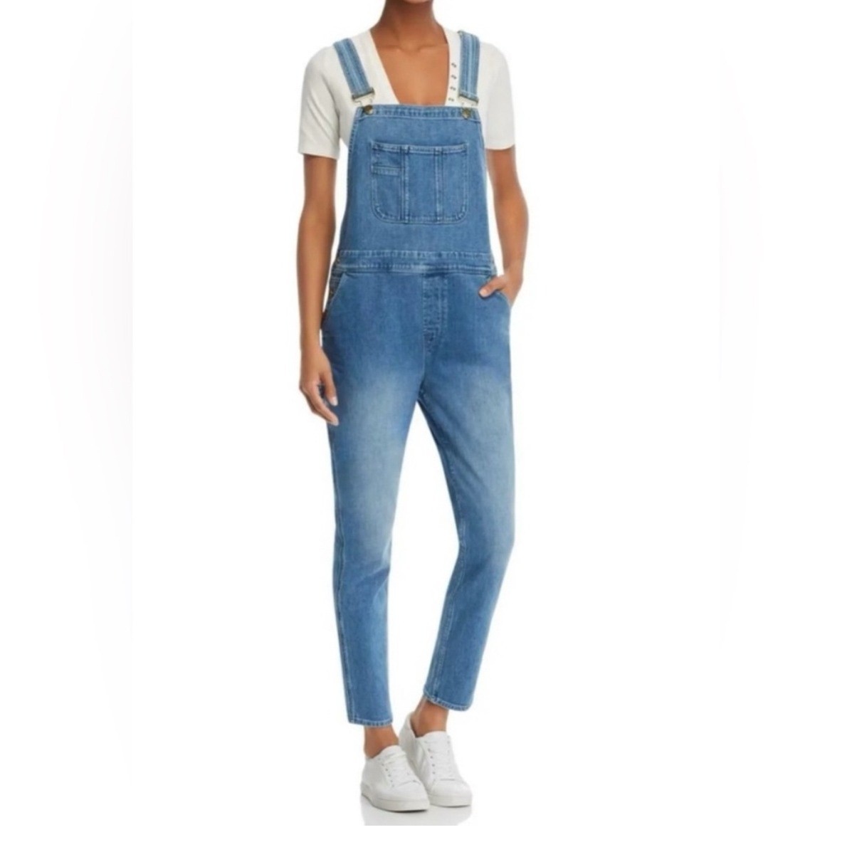 Frame Overalls Islet Garçon Women Size Medium Blue Tapered Leg