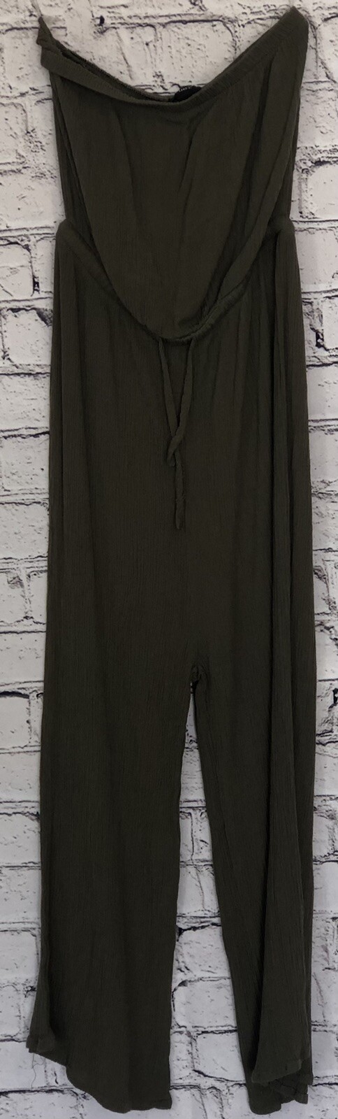 RUE 21 Women’s Jumpsuit Size XSmall Green Elastic Waist Strapless Sleeveless EUC