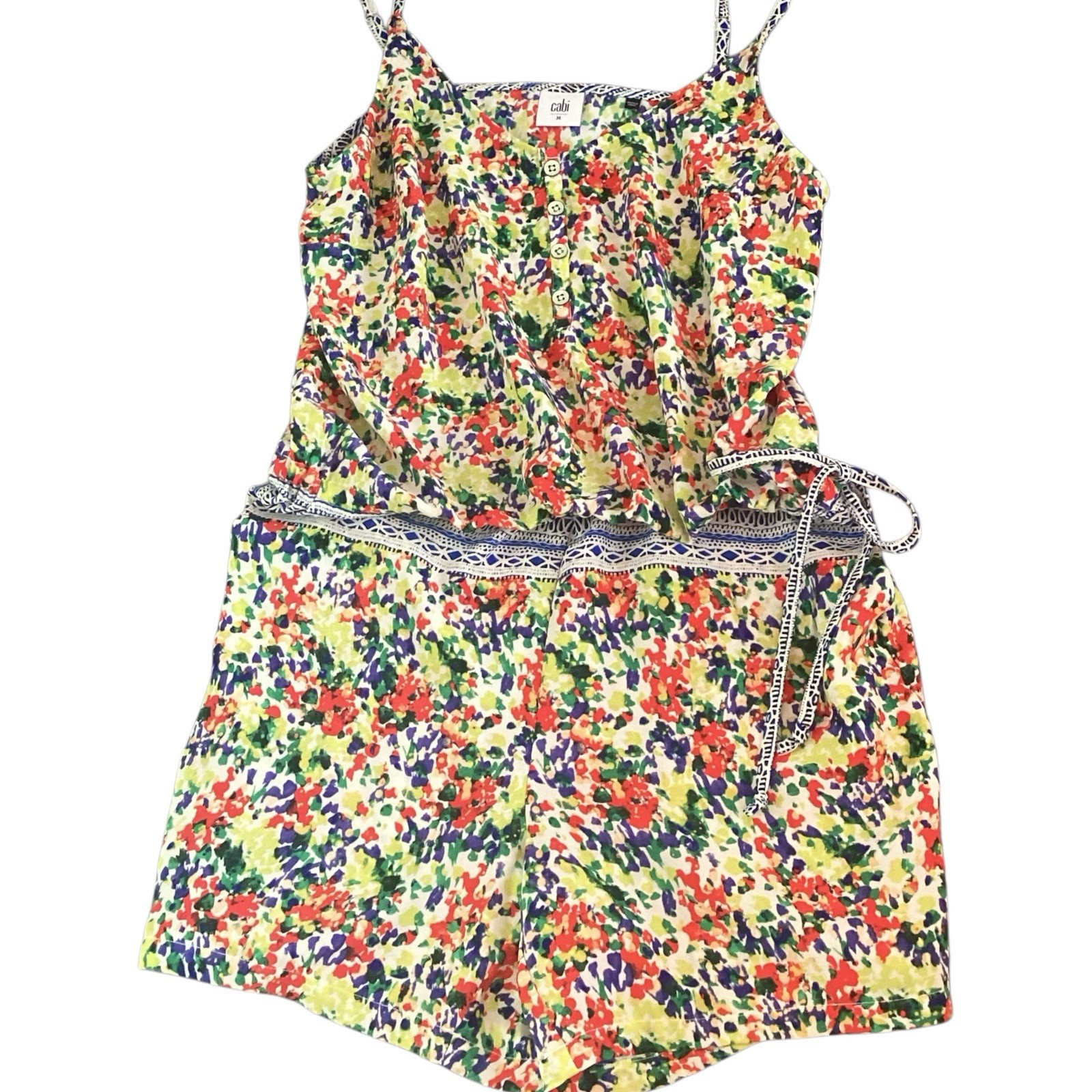 CAbi Fiesta Romper Spaghetti Straps Floral Style 5261 – Medium