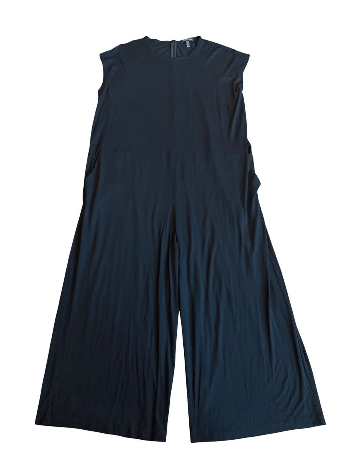 Eileen Fisher Black Stretchy Jumpsuit Cropped Length Oversized Relaxed Size XL