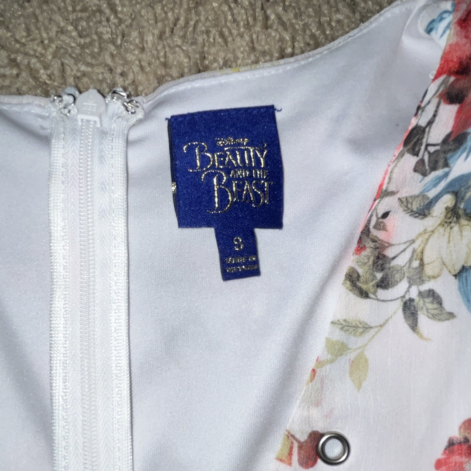 Beauty and the Beast Floral V-Neck Long Sleeve Ruffle Romper White S