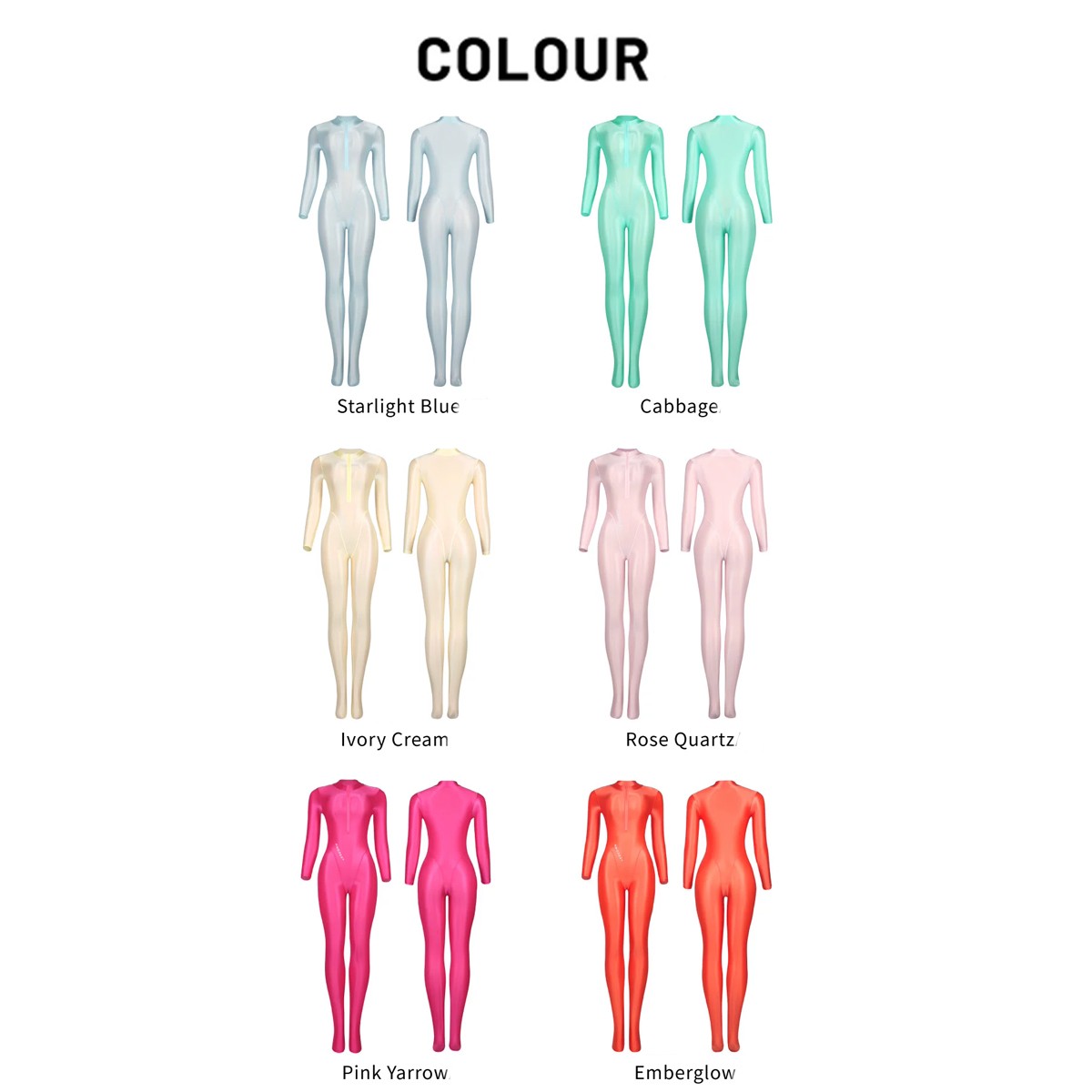 AMORESY Women Glossy Ultra-thin Onepiece Front Zip Jumpsuit Tight Catsuit Zentai