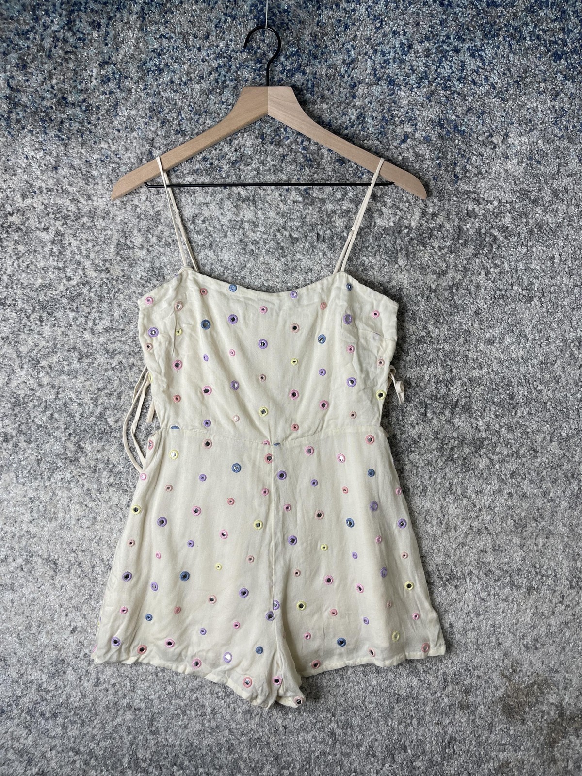 Lovers + Friends Romper Womens Small Embroidered Eyelet Sleeveless Playsuit