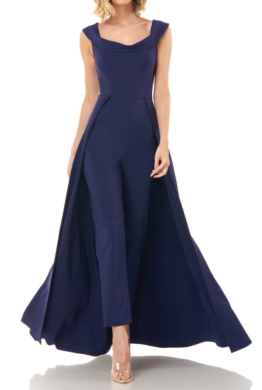 KAY UNGER Women’s Alara Walk Thru Jumpsuit Evening Maxi Dress Gown Navy Size 2