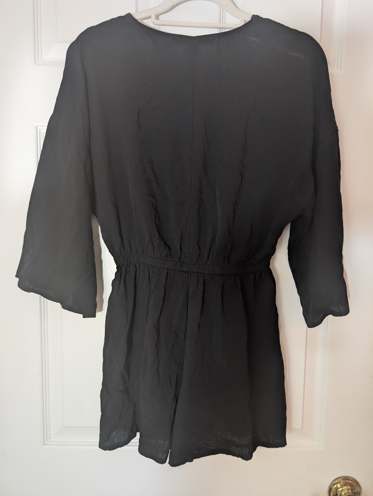 ONE CLOTHING Los Angeles Black V-Neck 3/4 Sleeve Romper Elastic Waist Women M