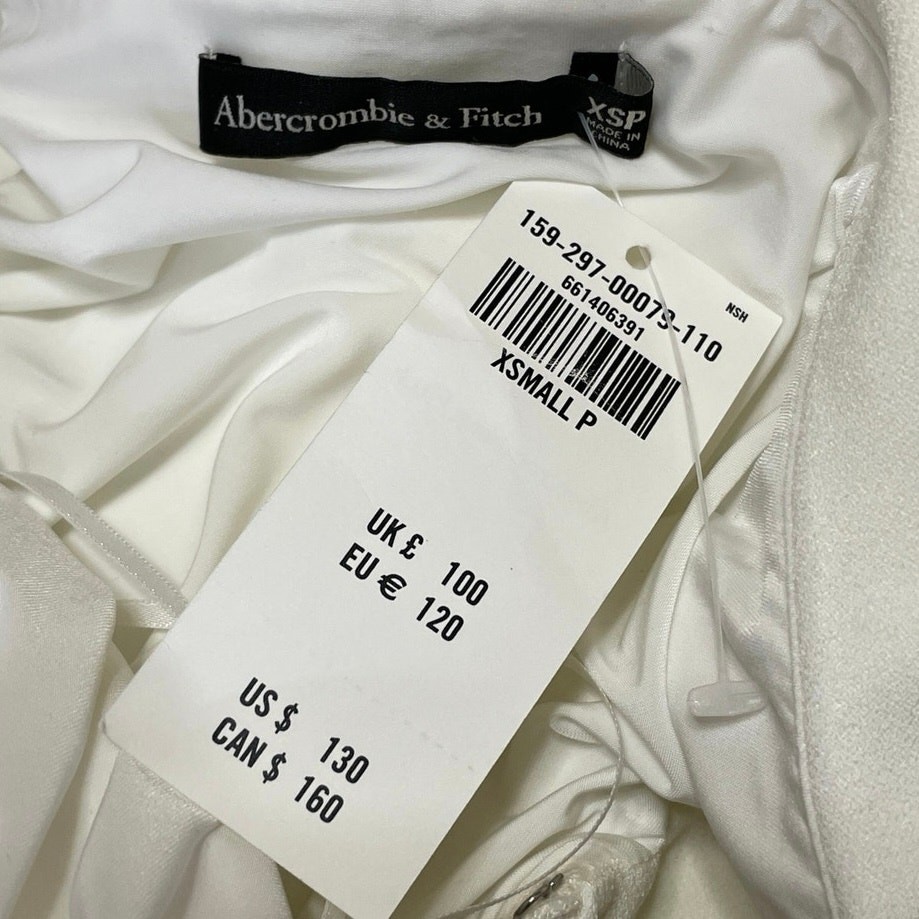 NEW Abercrombie & Fitch White Ruched Sleeveless Wide Leg Romper Jumpsuit Sz XSP