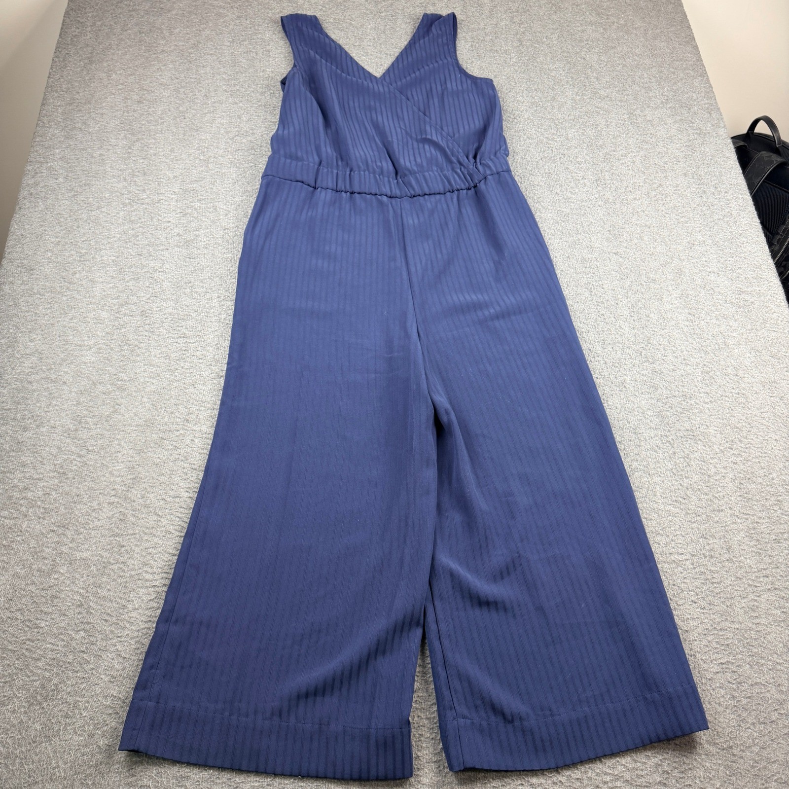 Nine West Women’s S Small Navy Blue Pinstripe Wide Leg Sleeveless Jumpsuit