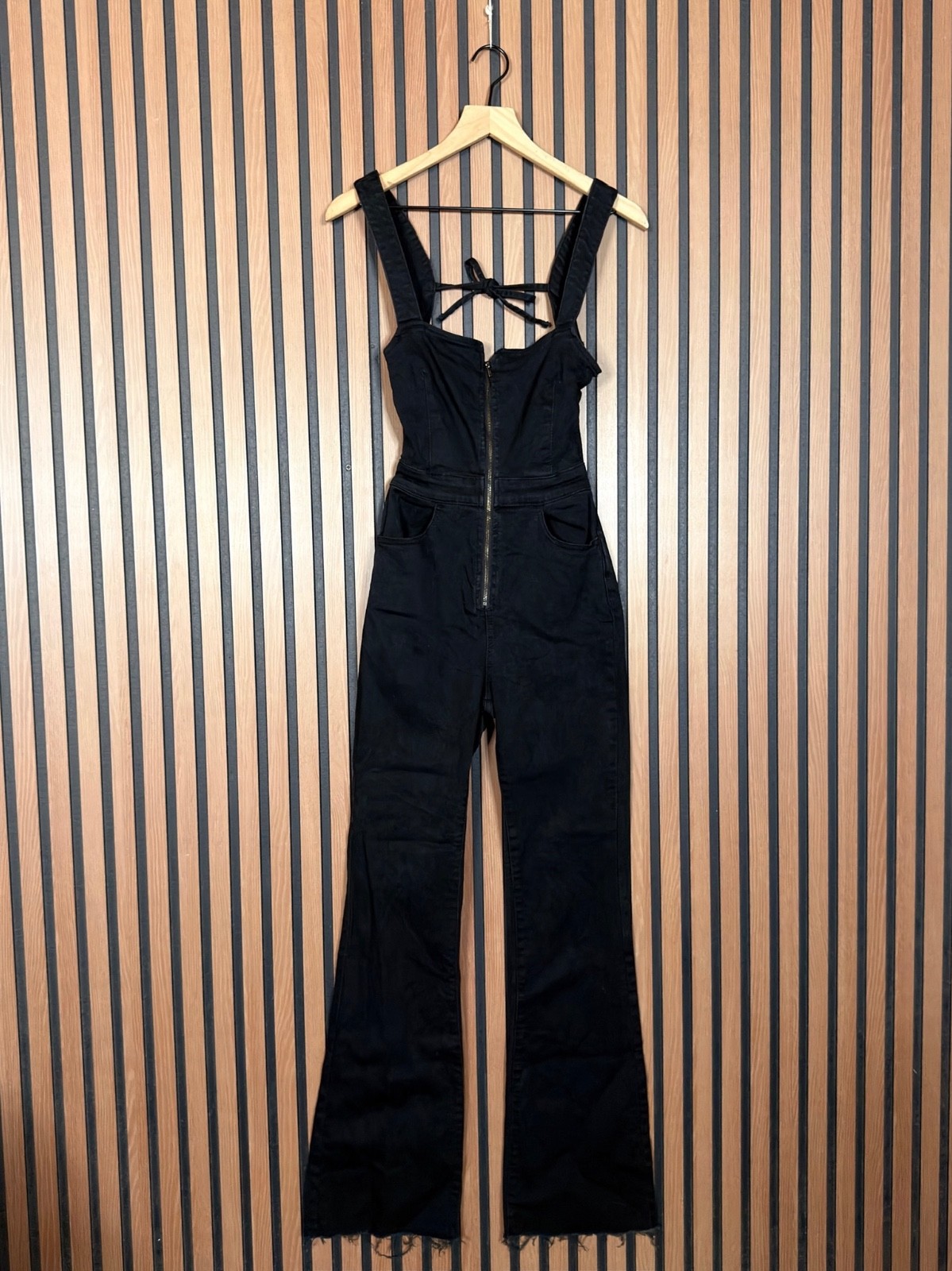 Free People Jumpsuit 0 Women’s Black Front Zip Wide Leg We The Free One Piece