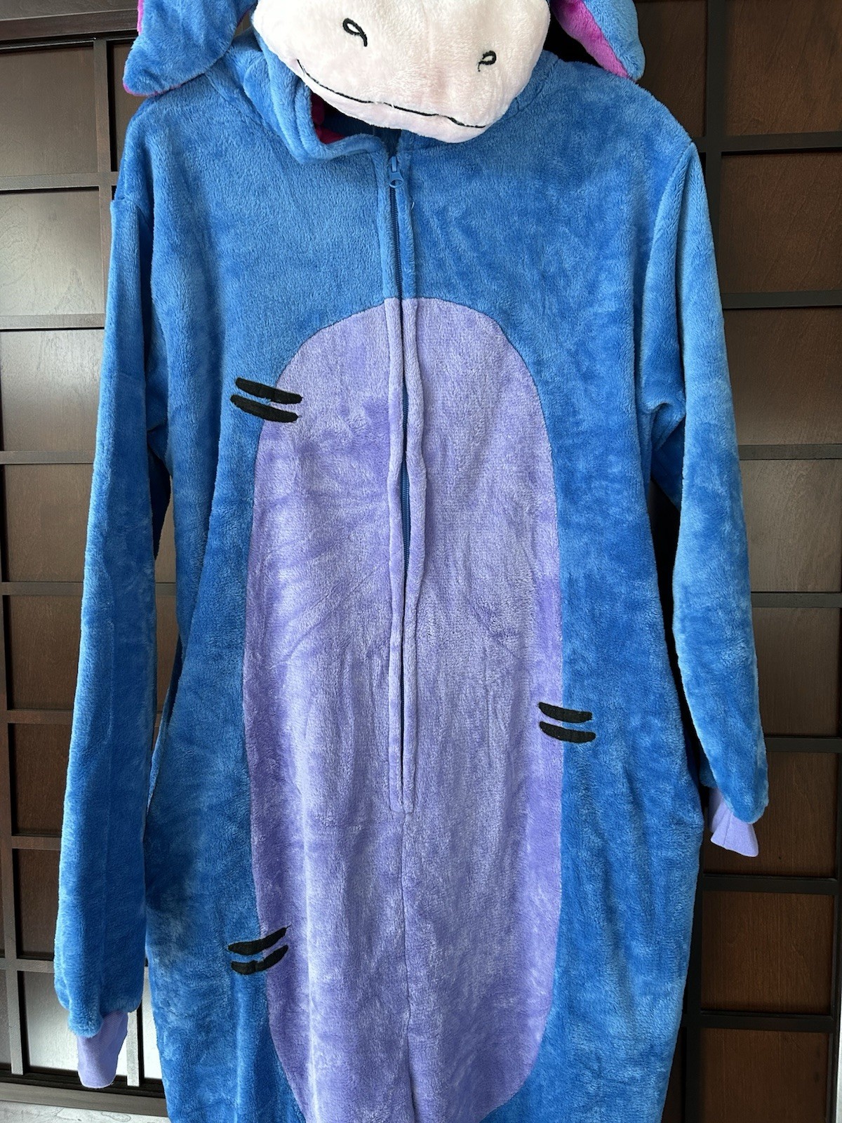 Eeyore, Winnie The Pooh Plush Fleece One Piece Zip Up Jumpsuit Romper Adult Size