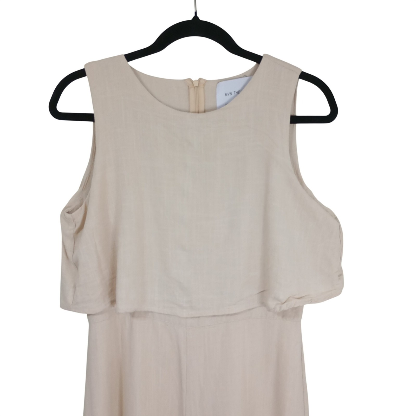 MVN The Label Jumpsuit Beige Sz M Linen Blend Relaxed Fit Lightweight Fabric