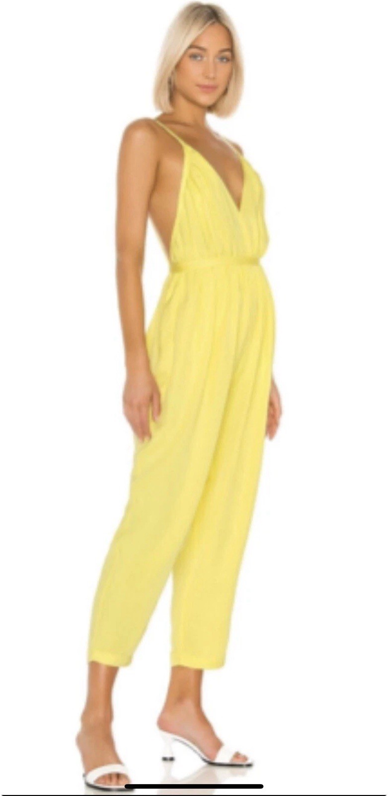L’academie Revolve The Affi Jumpsuit in Yellow Linen Blend Vacation Beach