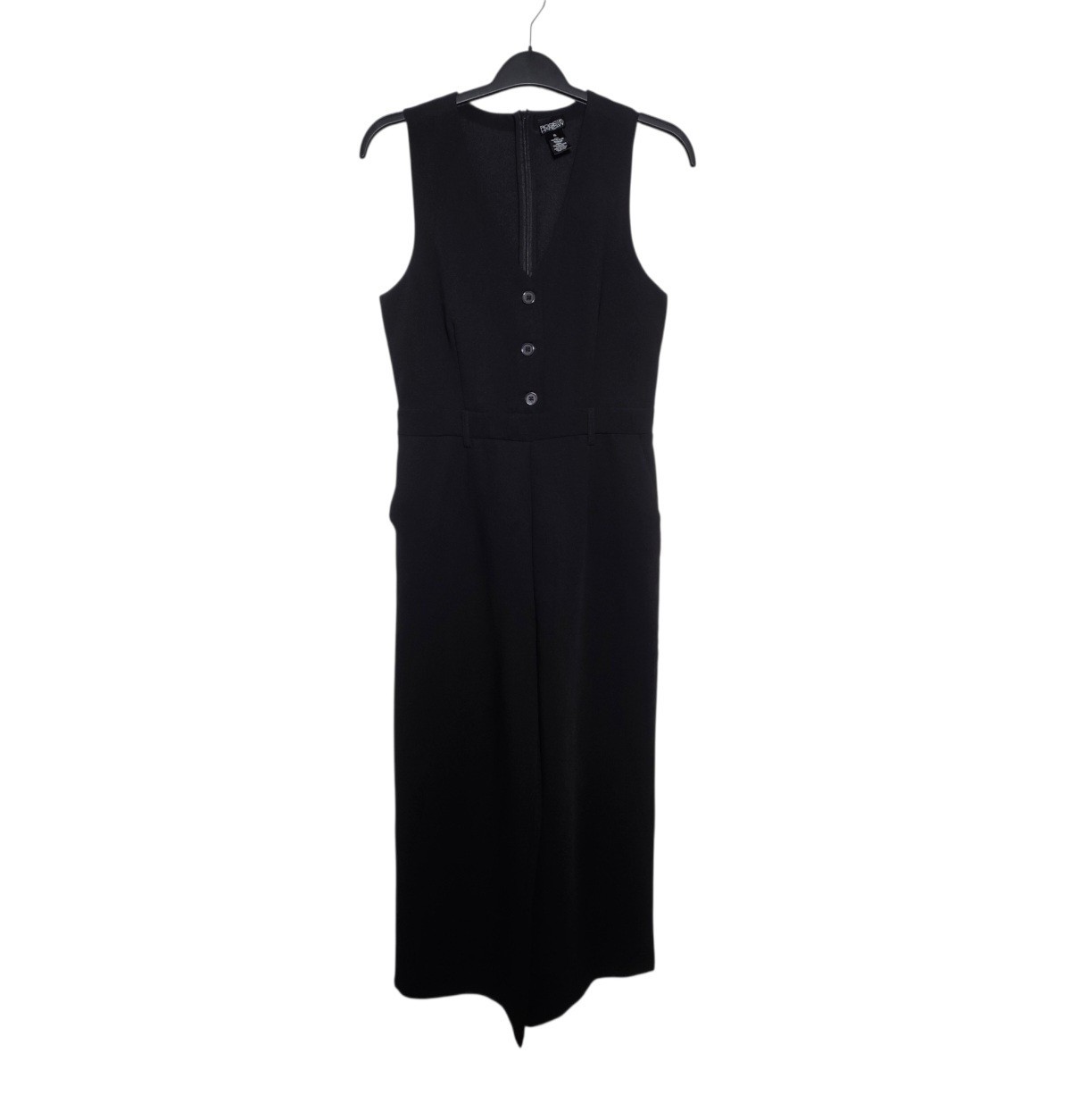 Rosie Harlow Women XL Jumpsuit Black Vest Button Wide Leg Recycled Polyester