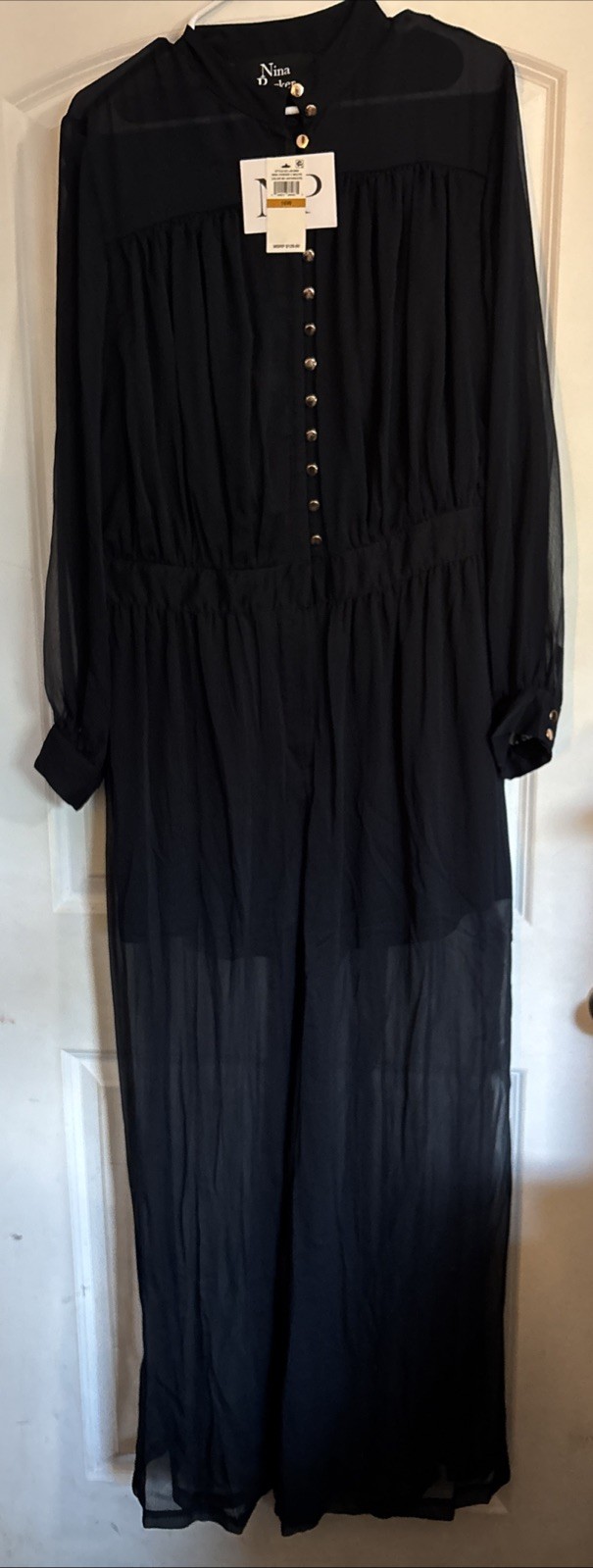 NWT Nina Parker Black Longsleeve Sheer Romper Woman’s Size 16W New Retails $129
