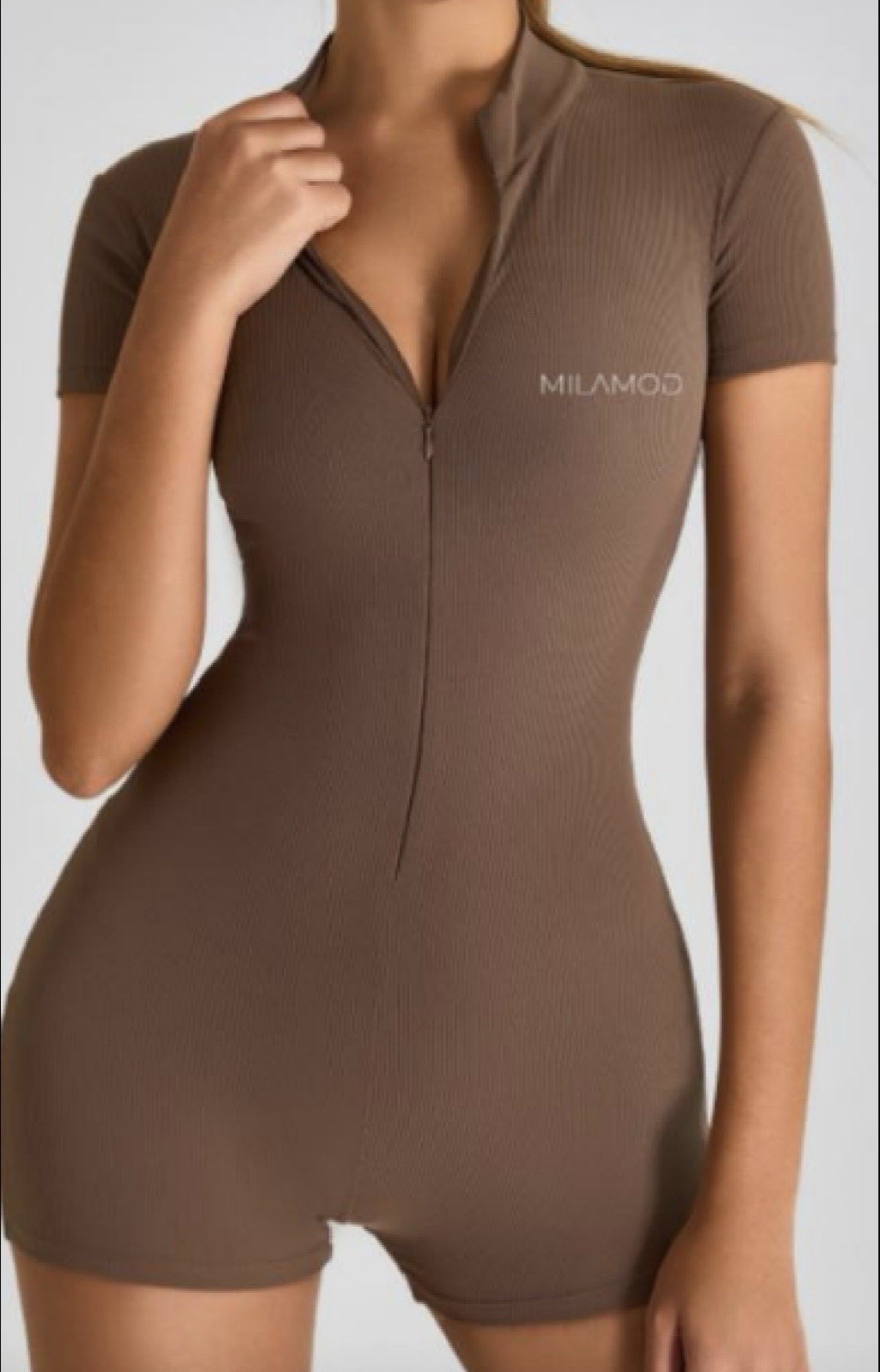 Nylon Spandex Yoga Jumpsuit Women Short Sleeve Zipper Workout Bodysuit Outfit