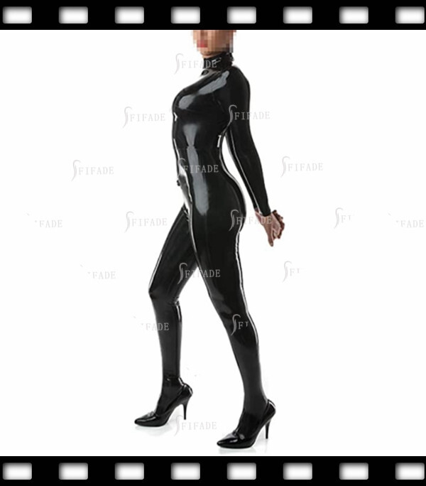 Latex Catsuit Rubber Bodysuit Feet Socks Back 3-Way Zip Sexy Customized 0.4m B98